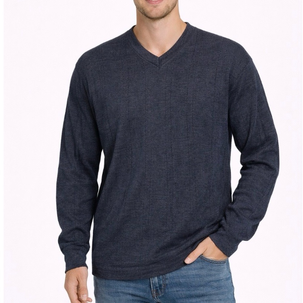 Banana Republic sweater charcoal gray V-neck Extra Fine Merino Wool SZ M pull on